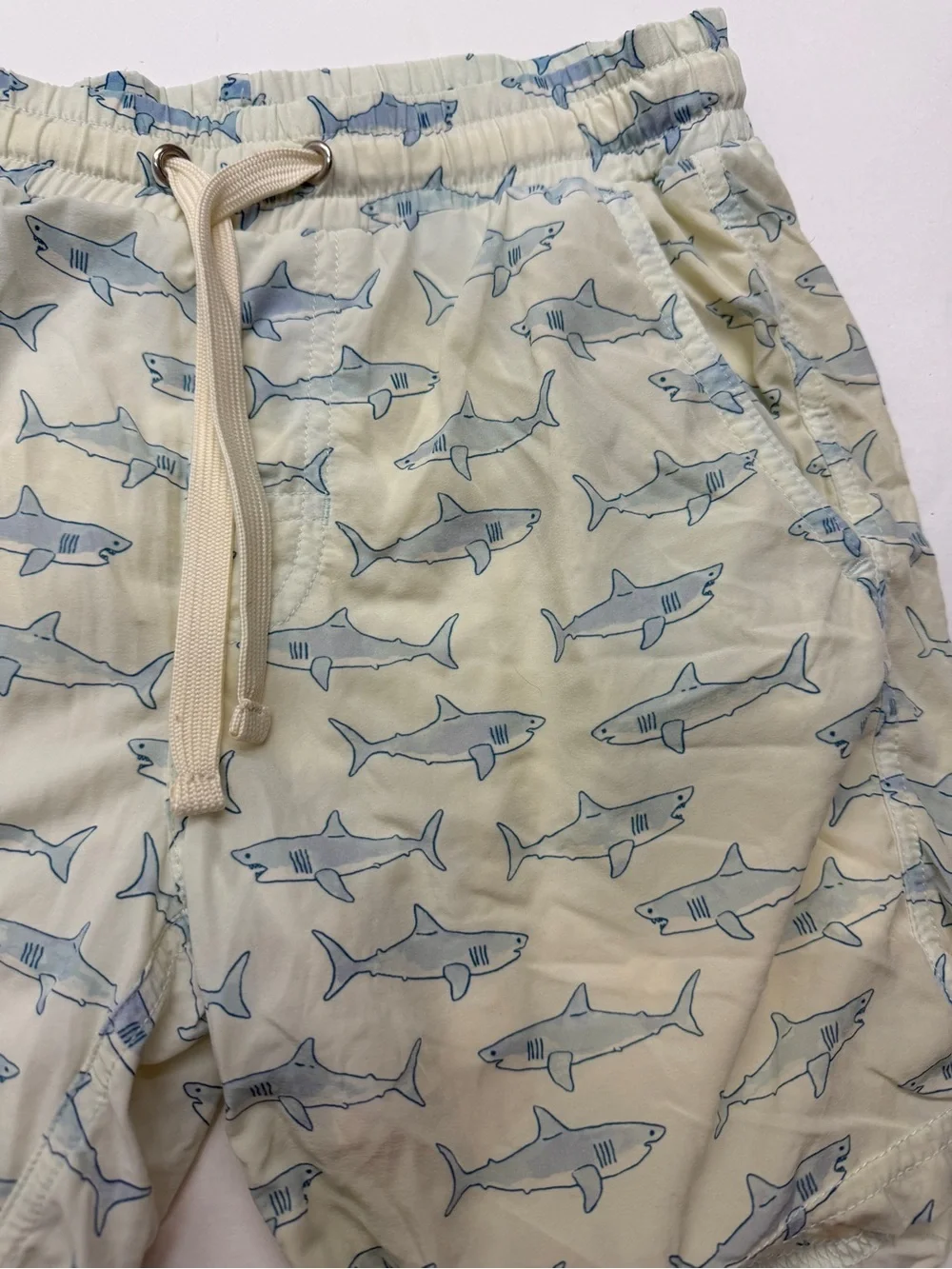 Sweethoney Cream Shark Print Swim Trunks Shorts
